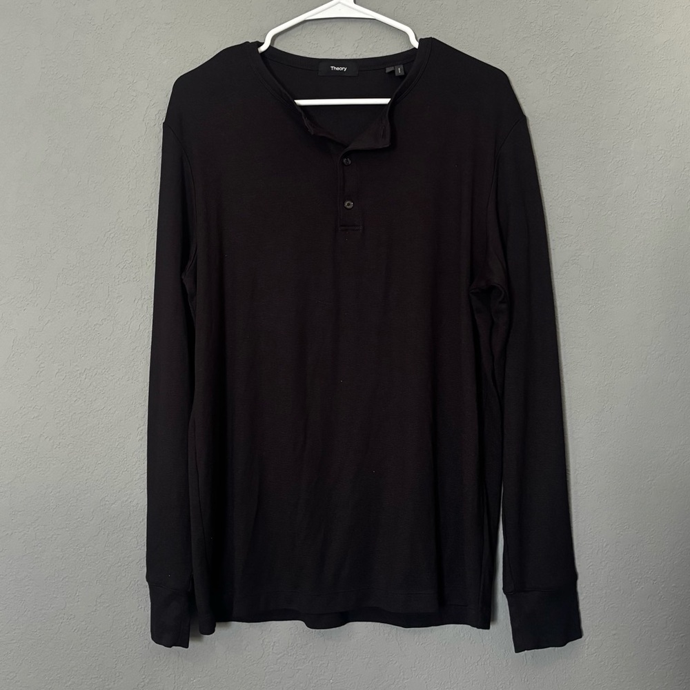 Theory Black Long Sleeve Henley